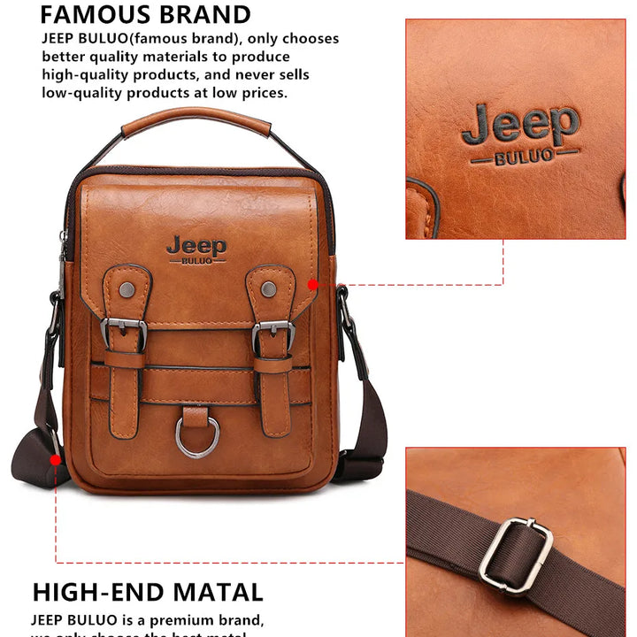 JEEP BULUO Large Leather Satchel – Smart, Durable & Professional