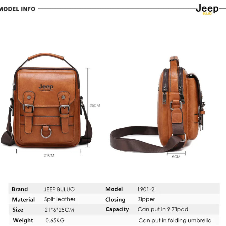 JEEP BULUO Large Leather Satchel – Smart, Durable & Professional