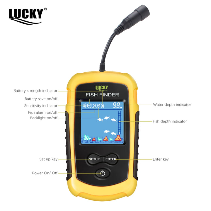 Portable Sonar Fish Finder – 100M Depth with Alarm & Transducer