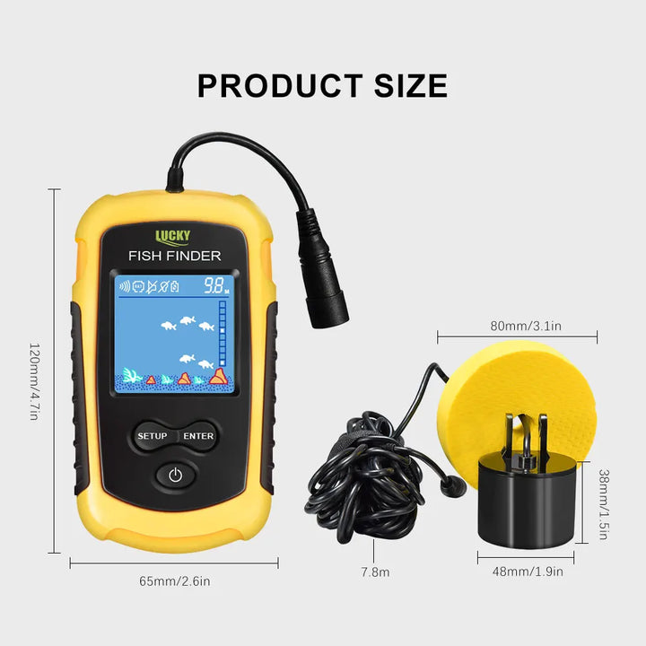 Portable Sonar Fish Finder – 100M Depth with Alarm & Transducer