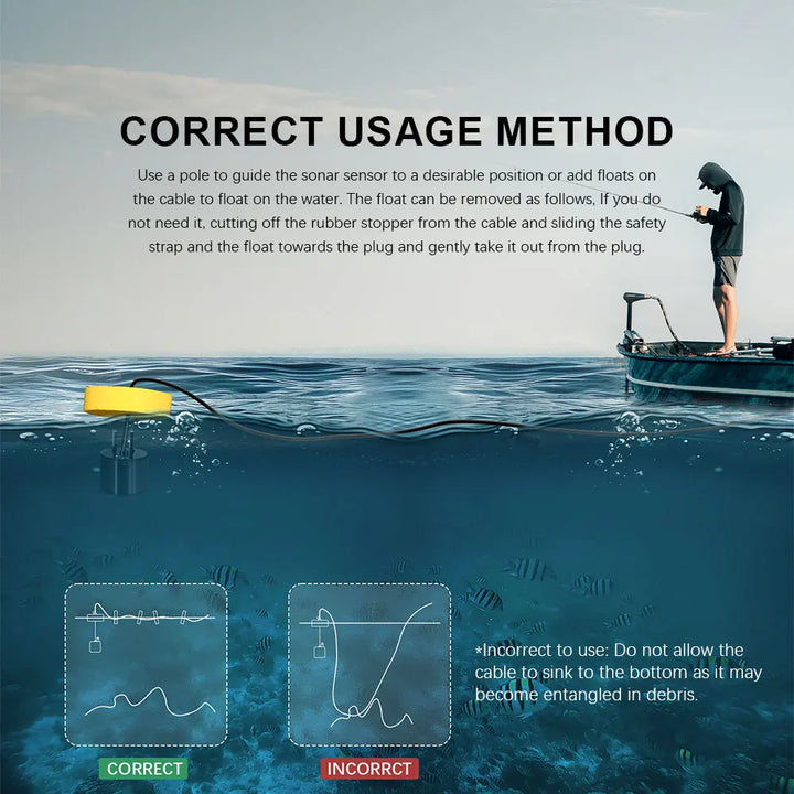 Portable Sonar Fish Finder – 100M Depth with Alarm & Transducer