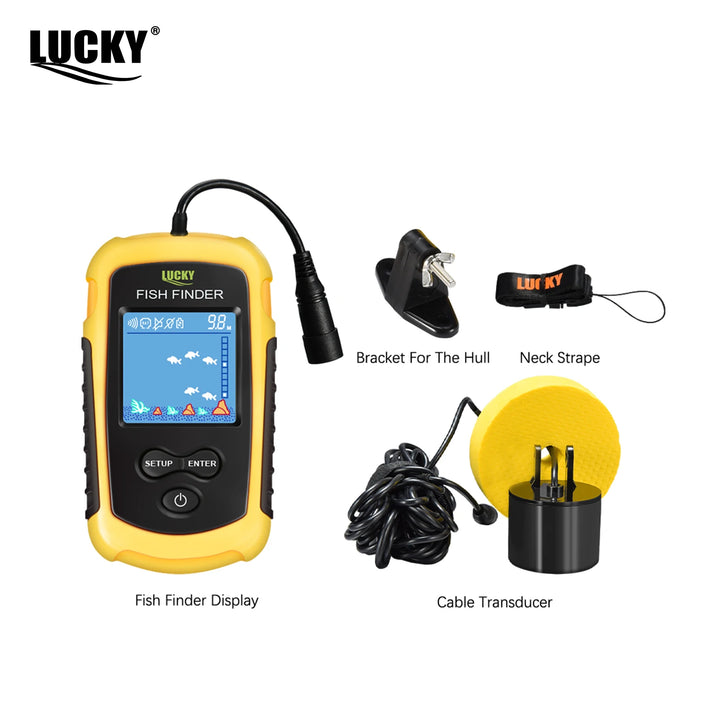 Portable Sonar Fish Finder – 100M Depth with Alarm & Transducer