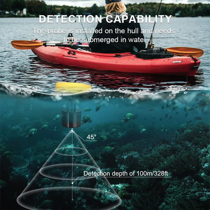 Portable Sonar Fish Finder – 100M Depth with Alarm & Transducer