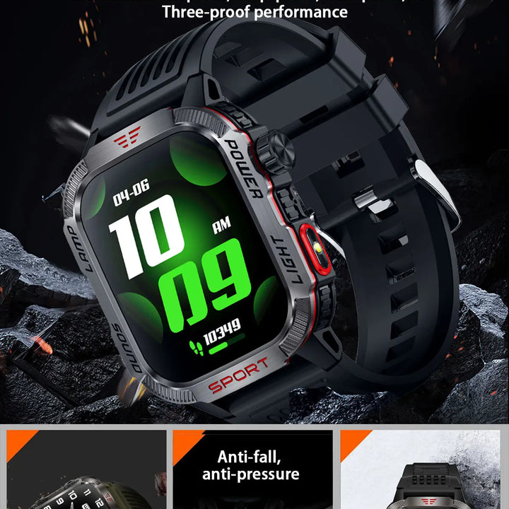 MISIRUN Smart Watch Men LED Flashlight Compass Altitude Air Pressure 100+ Sport Mode Fitness Tracker Outdoor Military Smartwatch