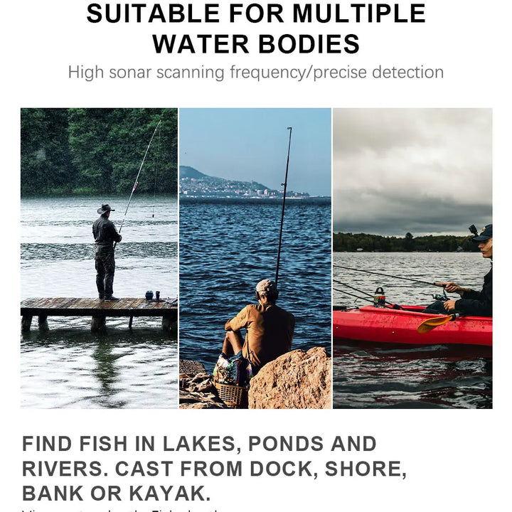 Portable Sonar Fish Finder – 100M Depth with Alarm & Transducer